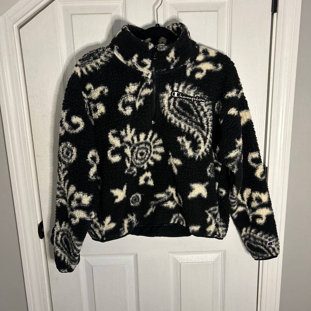 Champion Black and Cream Fleece Jacket